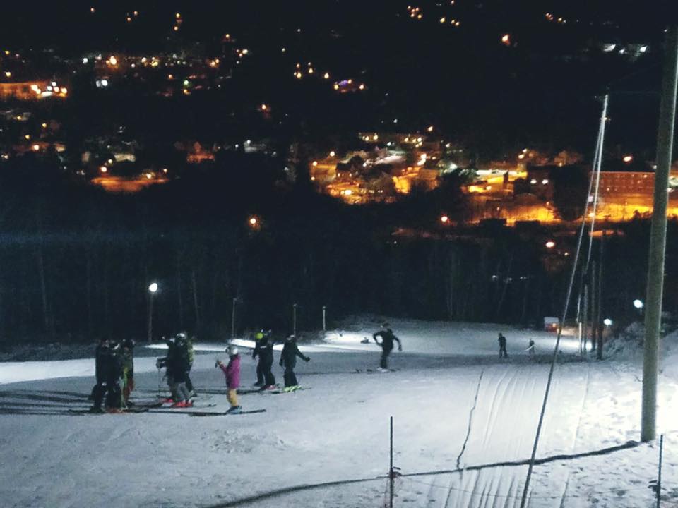 Night Skiing Overlooking Downtown Littleton, NH